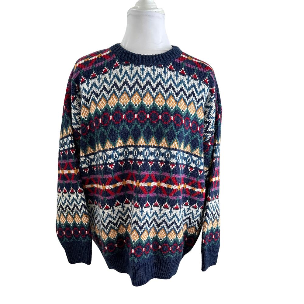 Mademoiselle Vintage Fair Isle Knit Sweater | Multicolor Chunky Cozy I 16W
